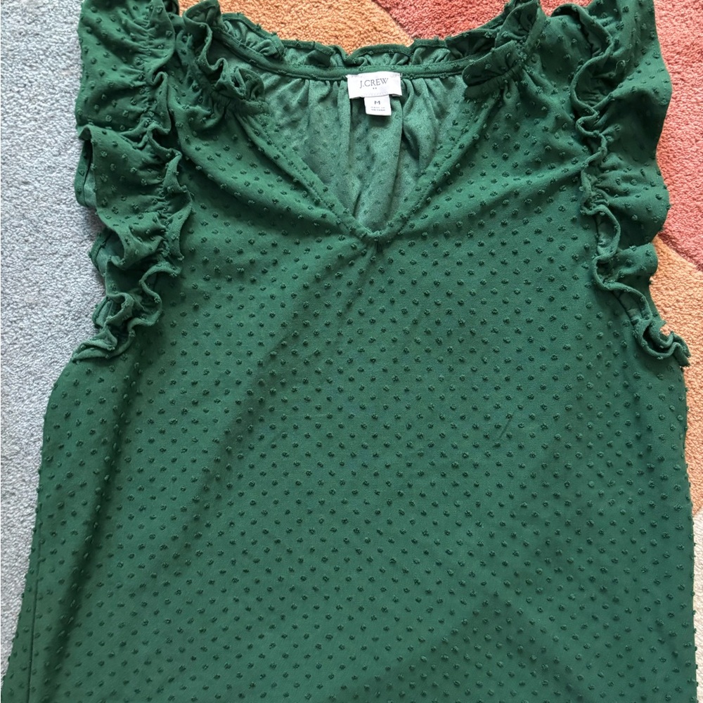 J. Crew Emerald Ruffle Blouse